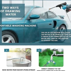60 Bar 1500W Sladdlös Högtryck Biltvätt Uppladdningsbar Elektrisk Vatten Skummaskin för Batteri