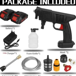 60 Bar 1500W Sladdlös Högtryck Biltvätt Uppladdningsbar Elektrisk Vatten Skummaskin för Batteri