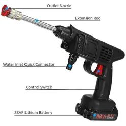 Hot 60 Bar 1500w Sladdlös Högtryckstvätt Laddningsbar Elektrisk Vattenskummaskin För Batteri