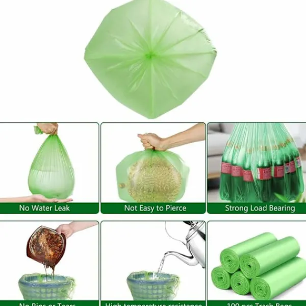 Hot 100 Biologiskt Nedbrytbara Sopåsar, 20 Liter Tjocka Biologiskt Nedbrytbara Komposterbara Sopåsar för Mat, Hushåll, Kök, Kontor, Hem, Husdjursträdgårdsavfall | Fyndiq