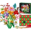 Hot 2025 Blombukett Byggklossar Jul Adventskalender 2024, Jul 24 Dagar prästkrage Överraskningslåda
