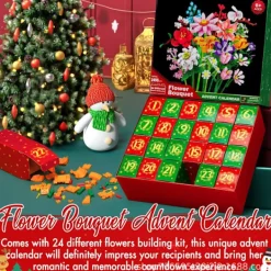 Hot 2025 Blombukett Byggklossar Jul Adventskalender 2024, Jul 24 Dagar prästkrage Överraskningslåda