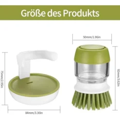 Best 10 cm Diskborste med Diskmedelspump, Rengöringsborste med Hållare och Återfyllningsbar Diskmedel för
