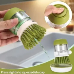 Best 10 cm Diskborste med Diskmedelspump, Rengöringsborste med Hållare och Återfyllningsbar Diskmedel för