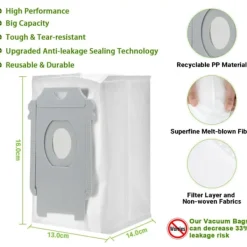 Hot 10 Dammsugarpåsar för iRobot Roomba i7, i7+, S9, S9+, i3, i3+, i4, i4+, i6, i6+, i8, i8+, J7, J7+, E5, E6, E7 - Kompatibel med iRobot Clean Base