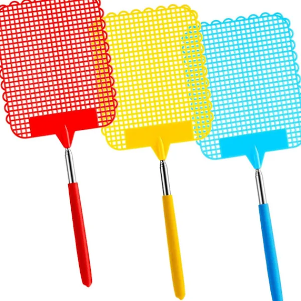 Sale 3 delar stor utdragbar flugsmällare, manuell swat skadedjursbekämpning med starkt flexibelt tåligt teleskophandtag