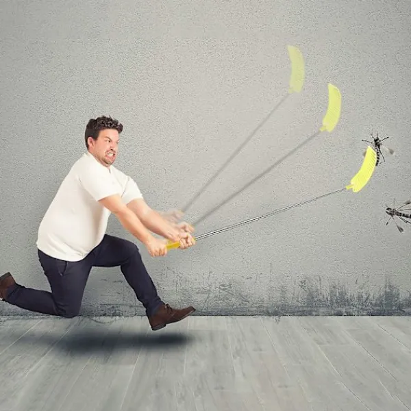 Sale 3 delar stor utdragbar flugsmällare, manuell swat skadedjursbekämpning med starkt flexibelt tåligt teleskophandtag