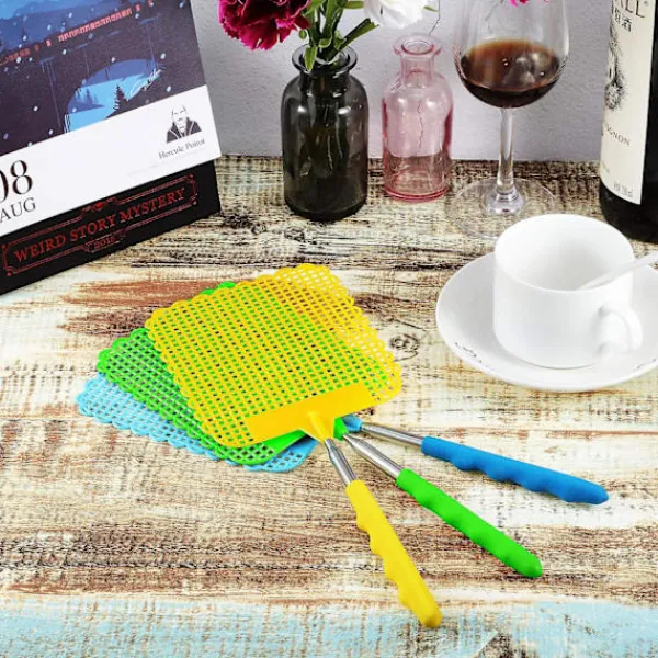 Sale 3 delar stor utdragbar flugsmällare, manuell swat skadedjursbekämpning med starkt flexibelt tåligt teleskophandtag