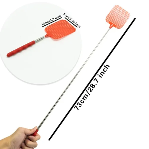 Sale 3 delar stor utdragbar flugsmällare, manuell swat skadedjursbekämpning med starkt flexibelt tåligt teleskophandtag