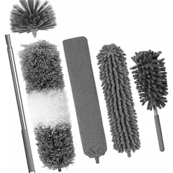 Hot 6 Delar Teleskopisk Dammtorkare, Spindeldammvippa, Tvättbar Mikrofiber Dammtorkare Olika Rengöring, Teleskopisk fjäder för takfläkt, Spindelväv