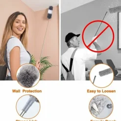 Hot 6 Delar Teleskopisk Dammtorkare, Spindeldammvippa, Tvättbar Mikrofiber Dammtorkare Olika Rengöring, Teleskopisk fjäder för takfläkt, Spindelväv