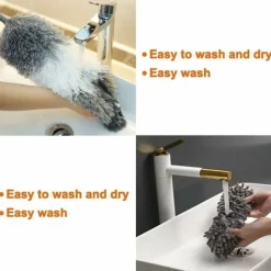 Hot 6 Delar Teleskopisk Dammtorkare, Spindeldammvippa, Tvättbar Mikrofiber Dammtorkare Olika Rengöring, Teleskopisk fjäder för takfläkt, Spindelväv