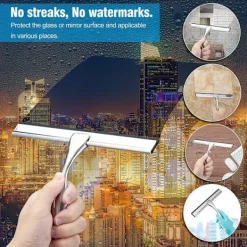 Online 10” Duschrakel — Rakel för duschglasdörr, för glasdörrar, badrum, fönster och bilglas, duschrakel i rostfritt stål för duschdörrar med sugkoppskrok