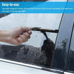 Online 10” Duschrakel — Rakel för duschglasdörr, för glasdörrar, badrum, fönster och bilglas, duschrakel i rostfritt stål för duschdörrar med sugkoppskrok