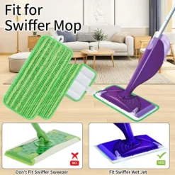 Sale 4 ersättningsdynor, mikrofiberspray för jetmopp, ersättningsduk 45x13 cm (grön)