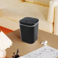 Best 0,5 Gallon Liten Bänkskiva Soptunna, Mini Skrivbordssoptunna med Tryckknapp, Svart