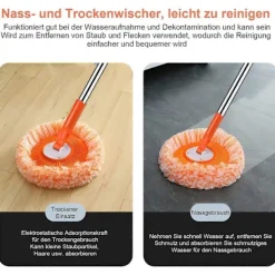 Best 360 Graders Roterande Moppset, Justerbara Mikrofiberdammoppar, Premium Rengöringsverktyg