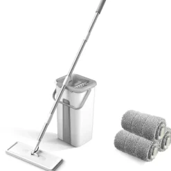 Sale 360 graders roterande plattmoppset, handsfree, våt och torr, mopp + 3 dukar