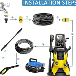 Online 2025, Högtryckstvättlans, 150 Bar Lanstillbehör För Kärcher K2 K3 K4 K5 K6 K7 Högtryckstvätt Tillbehör Med Justerbart Munstycke