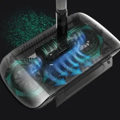 Outlet 2 i 1 Dammsugare Högeffektiv Kraftfull Manuell Dammsugare Handdriven Sopmaskin Mopp Rengöringsmaskin Blå med Tyg