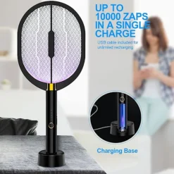 Hot 3 i 1 elektrisk flugsmällare, 3000 volt inomhus och utomhus insektsdödande racketar, uppladdningsbar myggdödande racket för hem, sovrum, kök, kontor, B | Fyndiq