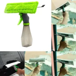 2 i 1 fönsterputs med mikrofiberduk och duschskrapa med sprayflaska