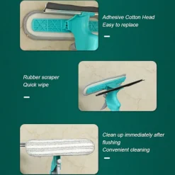 Best LBSS 4 i 1 fönsterputssats med dubbelsidig svampskur/skrapa/spray/borste för badrumsglas Color Box