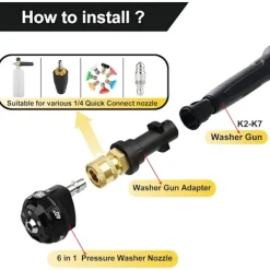 New OCEAN 6 i 1 Högtrycks Roterande Turbo Munstycksadapter Multifunktionell Vattenpelare Skumpistol & Högtryckstvätt Pistol Adapter - Snabbkoppling Mässingsplugg | Fyndiq