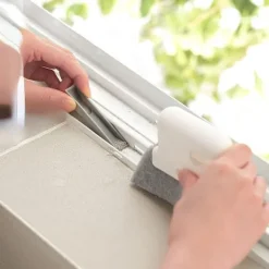 Outlet 2 i 1 Spårrengöringsverktyg, Skjutdörr Spårrengöringsborste, Fönsterram Spårrengörare (Grå)