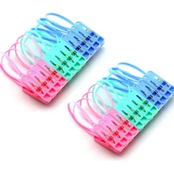 Sale 24 Klädnypshållare, Flerfärgad Rephängande Klädstreck Vindtät Hängare Strumpa Klädtorkning Ställ Plast Klädnypor Klämmor Hängare