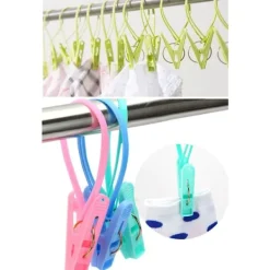 Sale 24 Klädnypshållare, Flerfärgad Rephängande Klädstreck Vindtät Hängare Strumpa Klädtorkning Ställ Plast Klädnypor Klämmor Hängare