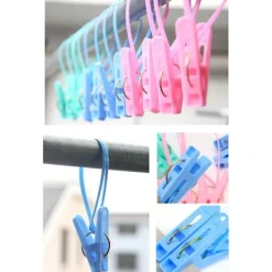 Sale 24 Klädnypshållare, Flerfärgad Rephängande Klädstreck Vindtät Hängare Strumpa Klädtorkning Ställ Plast Klädnypor Klämmor Hängare