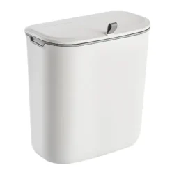 New 9 Liters Hängande Soptunna med Lock, Kökslucka Under Bänken Plast Sopbehållare Kompostbehållare Väggmonterad Skjutöppning, Under Köksbänken