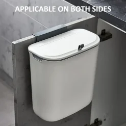 New 9 Liters Hängande Soptunna med Lock, Kökslucka Under Bänken Plast Sopbehållare Kompostbehållare Väggmonterad Skjutöppning, Under Köksbänken