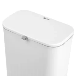 Outlet 9 liters hängande soptunna med lock, väggmonterad soptunna kök kompostbehållare, plast soptunna papperskorg för skåp, skåpdörr, White