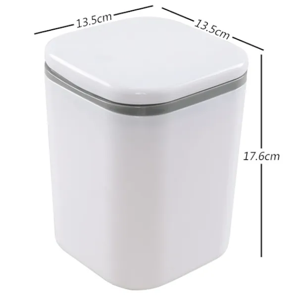 Outlet 2 liters miniskrivbordspapperskorg, små skrivbordspapperskorgar i plast, vit