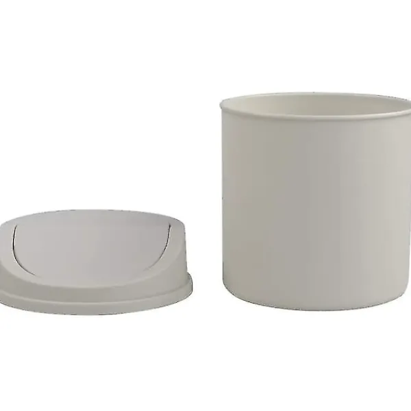 Hot 2 Liters Plast Soptunna med Svängbart Lock för Skrivbord (vit)