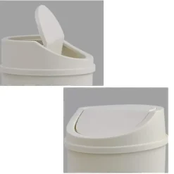 Hot 2 Liters Plast Soptunna med Svängbart Lock för Skrivbord (vit)