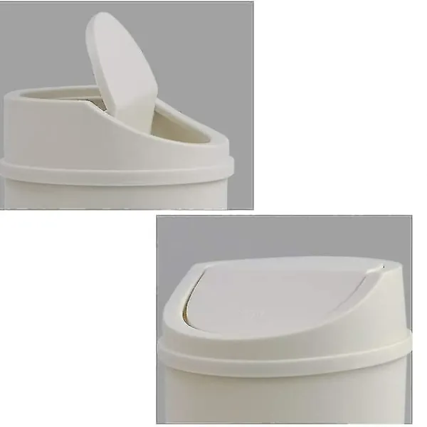 Hot 2 Liters Plast Soptunna med Svängbart Lock för Skrivbord (vit)