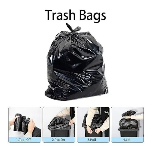 Hot 20 liters sopsäckar med extra stark svart dragsko för källsortering 50 x 60 cm 100 säckar