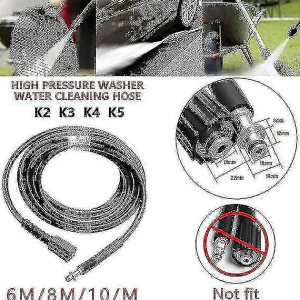 New 2024 Lämplig För Kärcher K2 K3 K4 K5 6m / 8m / 10m Högtryckstvättslang 8m