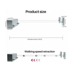 New 4,2 m Utdragbar tvättlina Inomhus och utomhus Portabel Vägg Badrum