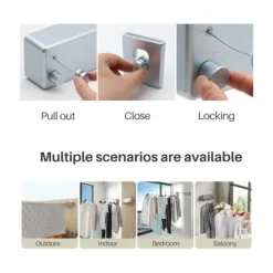 Sale 4,2 m Utdragbar tvättlina Inomhus och utomhus Portabel Vägg Badrum