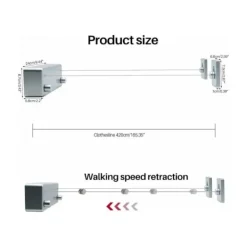 Sale 4,2 m Utdragbar tvättlina Inomhus och utomhus Portabel Vägg Badrum