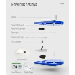 New 3-8 mm dubbelsidig magnetisk fönsterputsare samt sidoglas torkarblad verktyg ytrengöringsborste med handtag ergonomisk design för tjocklek