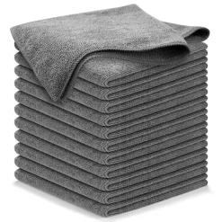 Sale 12 Mörkgråa Mikrofiberdukar för Rengöring Utan Ränder - 30 x 30 cm