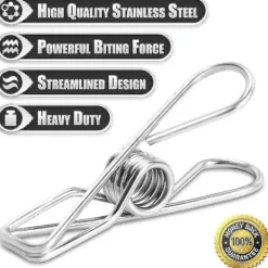 Sale 100 Pack Klädnypor, Rostfritt Stål Tvättlinje Klädnypor