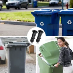 Clearance 3 par hjulbehållarlock gångjärnstappar, 67 mm x 31 mm svart plast passar för 240 l hushålls hjulbehållare Zekai