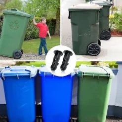 Clearance 3 par hjulbehållarlock gångjärnstappar, 67 mm x 31 mm svart plast passar för 240 l hushålls hjulbehållare Zekai