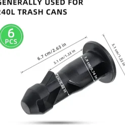 Best FMYSJ 3 Par Hjulbehållarlock Gångjärnstappar, 67mm X 31mm Svart Plast Passar För 240l Hushålls Hjulbehållare (FMY)